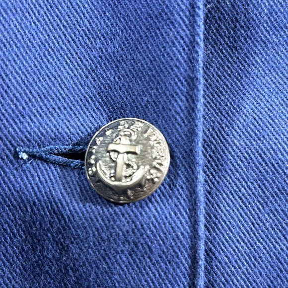 Andy Johns Blazer Womens Large Blue Nautical Vintage 80s Anchor Striped Cuffs - Picture 7 of 8